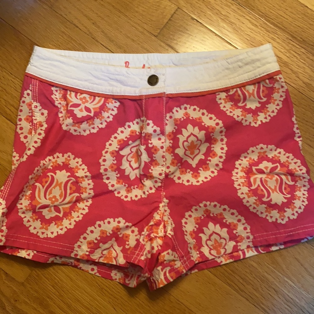 Boden Pink Floral Cover up Swim Shorts size 2